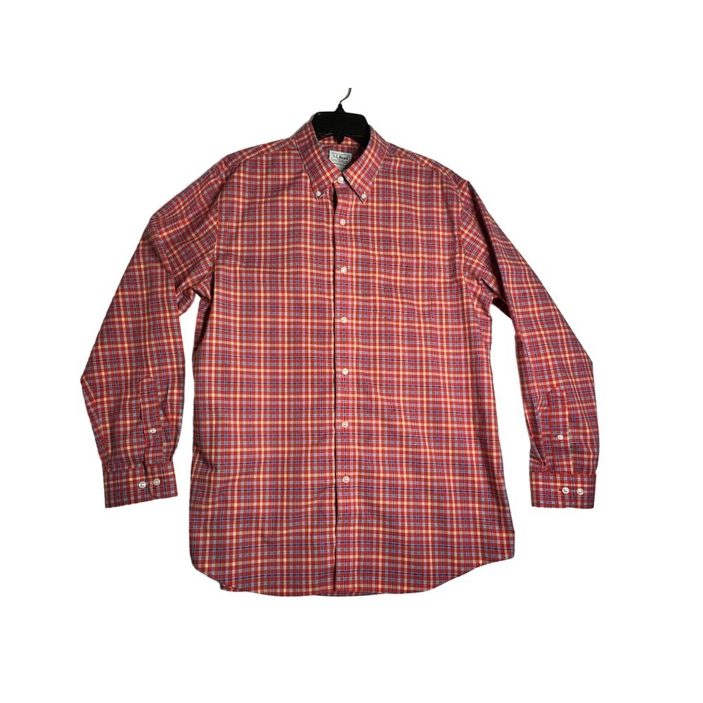 LL Bean L/S Plaid‎ Button Down Shirt Mens Large Traditional Fit